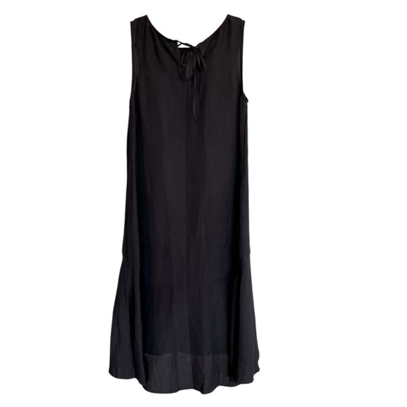 Tommy Bahama Linen Blend Flounce Hem Midi Dress Black XS Beach Minimalist Casual - Picture 4 of 4